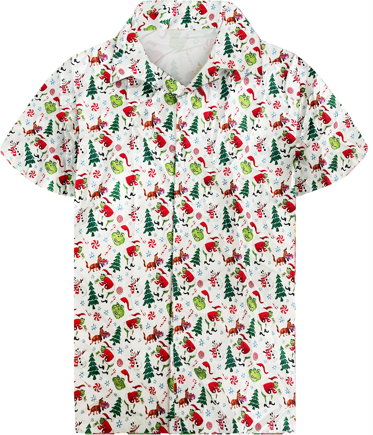 Men’s Christmas Button Short Sleeve Shirt - my shop your shop